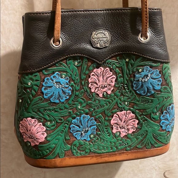 Montana Silversmiths Brown and Green Floral Shoulder Bag - Picture 3 of 9